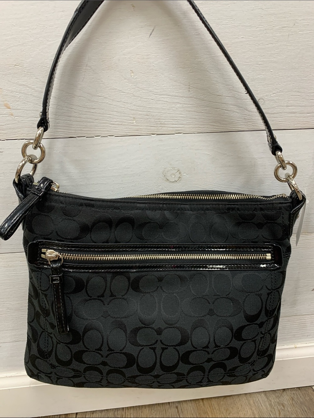 Black Signature Pattern Shoulder Bag